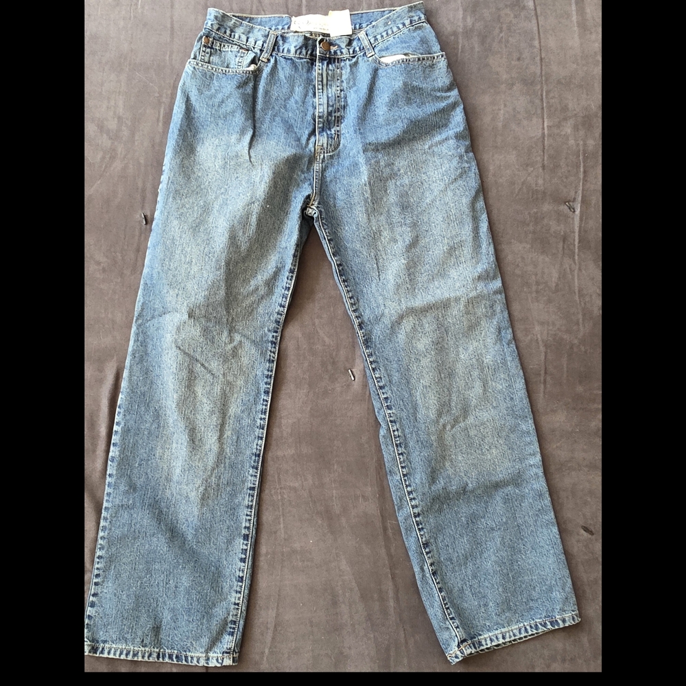 Vintage 100% Cotton Classic Men's Blue Straight-Leg Jeans - Picture 2 of 5